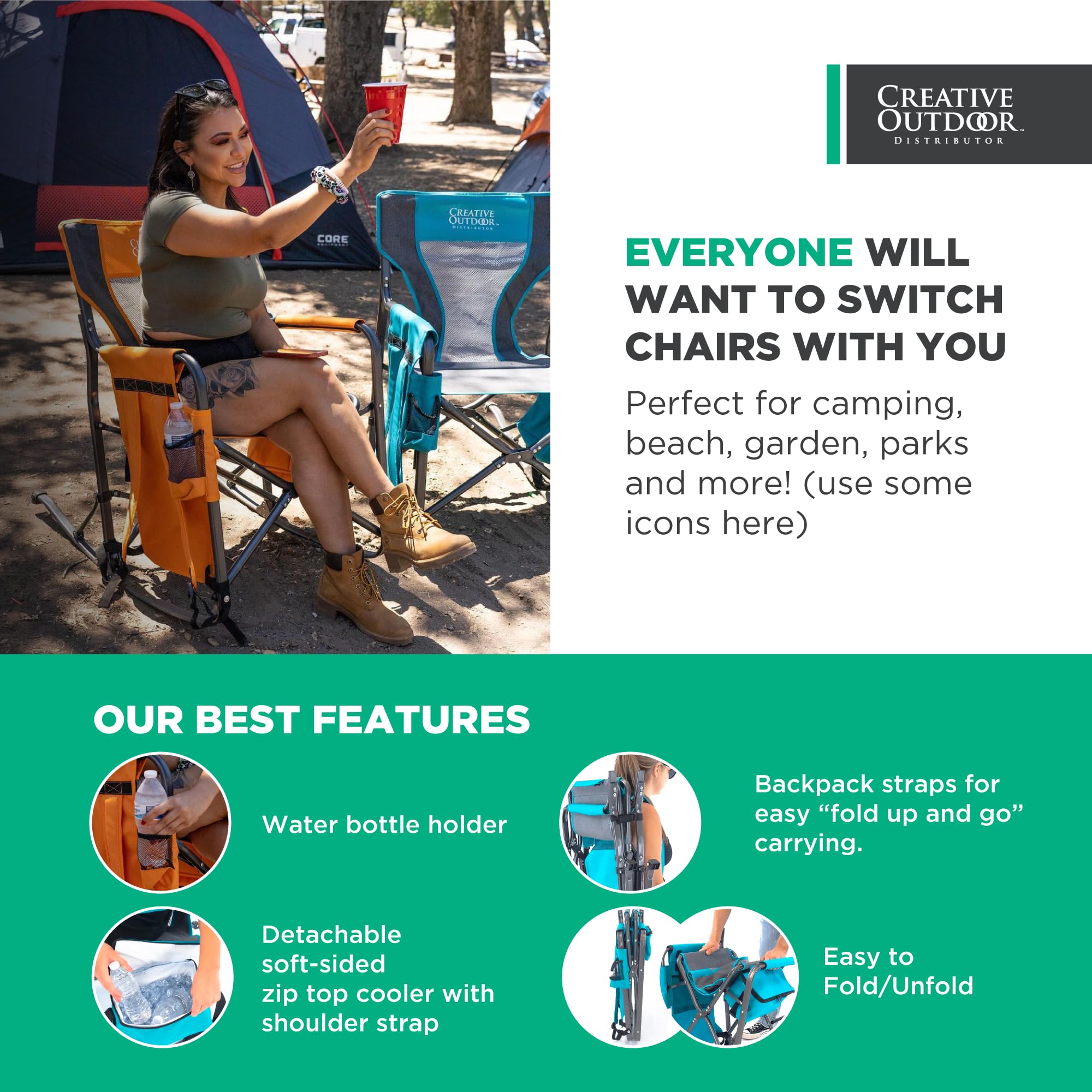 Creative Outdoor chair with magazine pocket for convenient reading.