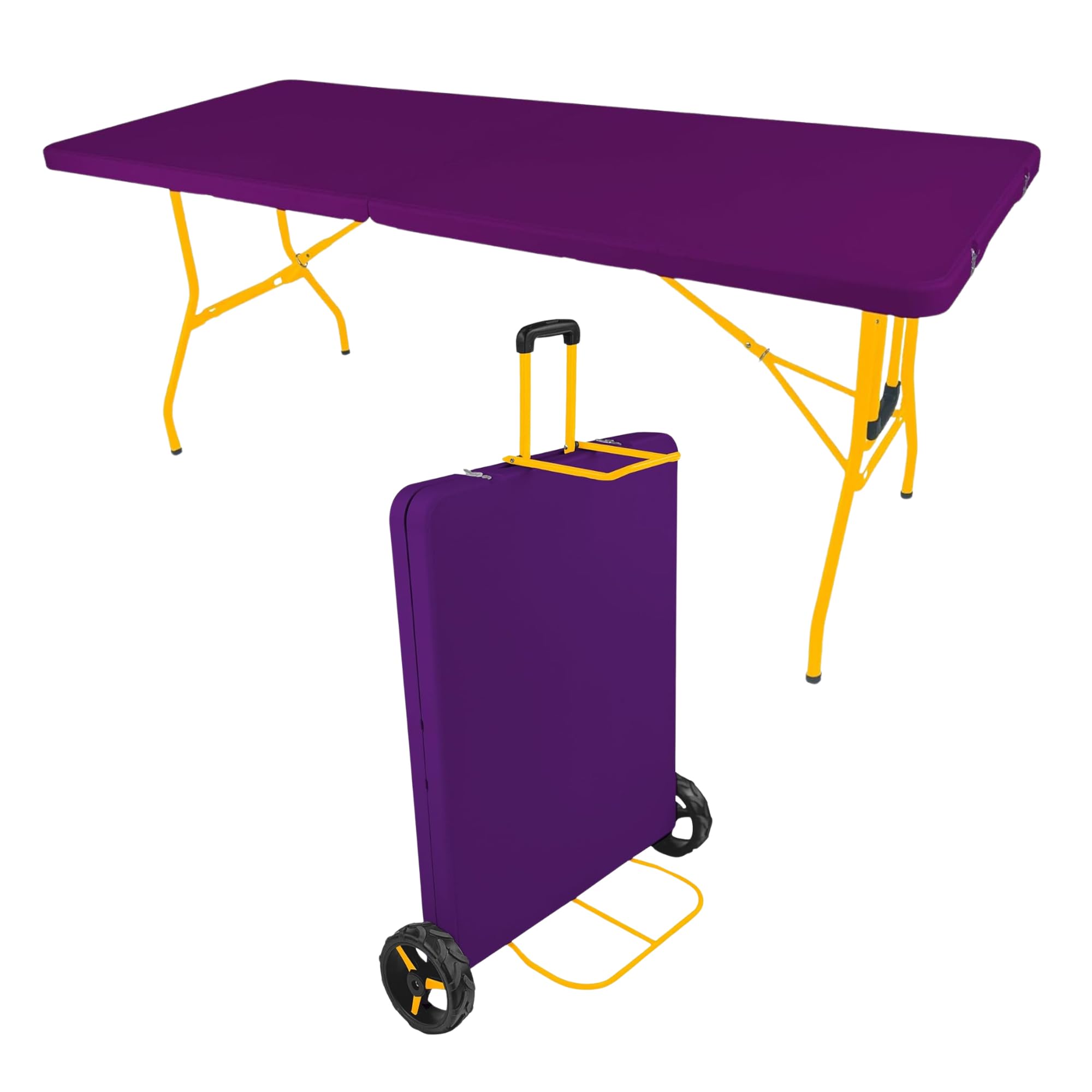 Creative Outdoor 6ft table with adjustable upper rack secures gear quickly