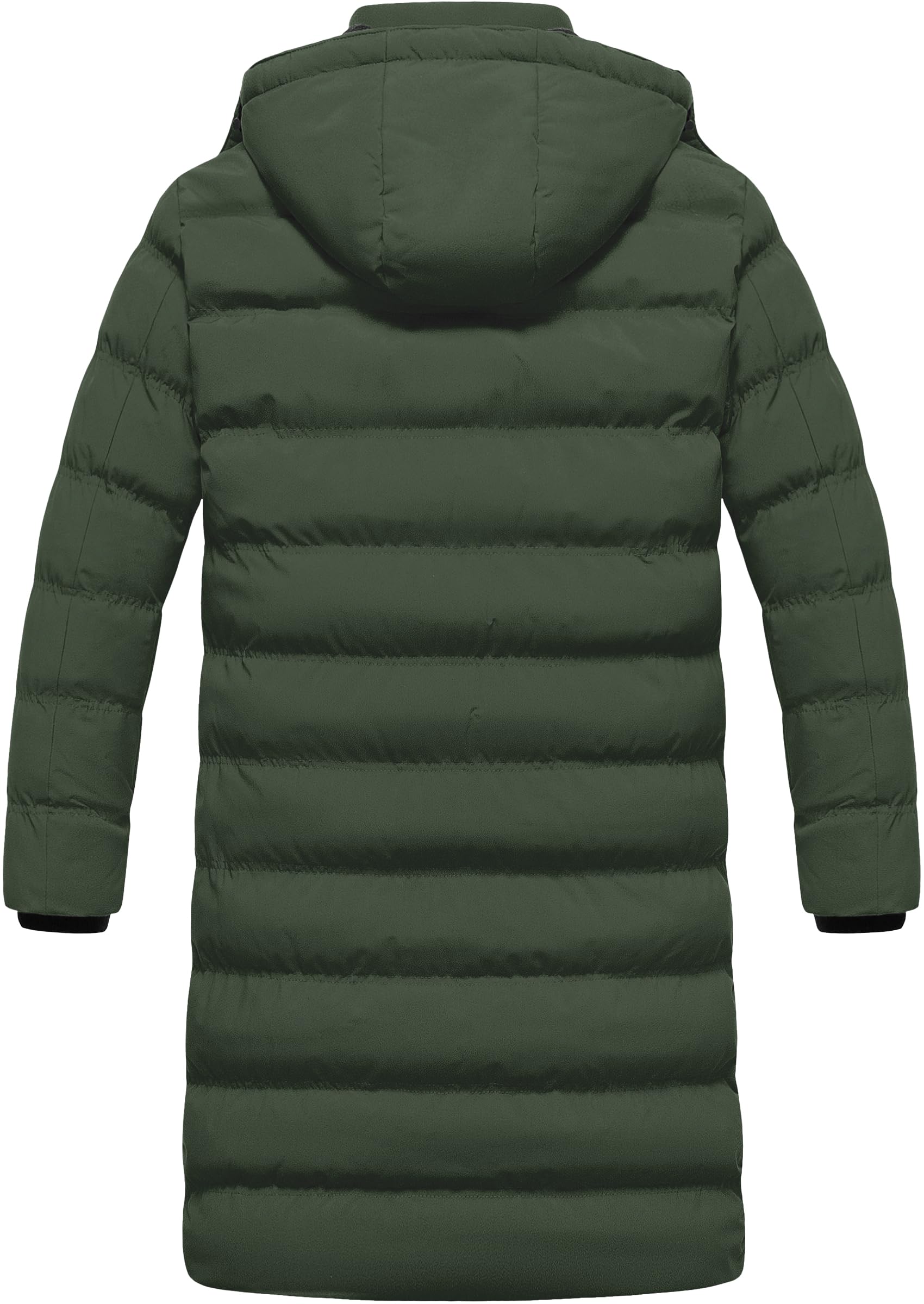 CREATMO US men's winter coat side view; snug fit and wind protection.