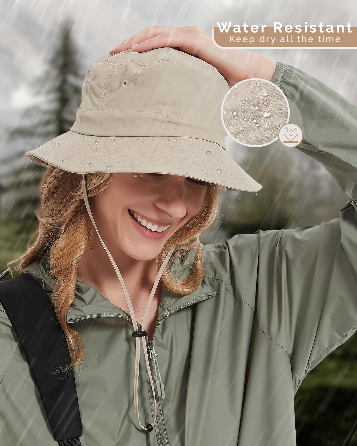 Close-up of UPF50+ fabric on Creekstone sun hat