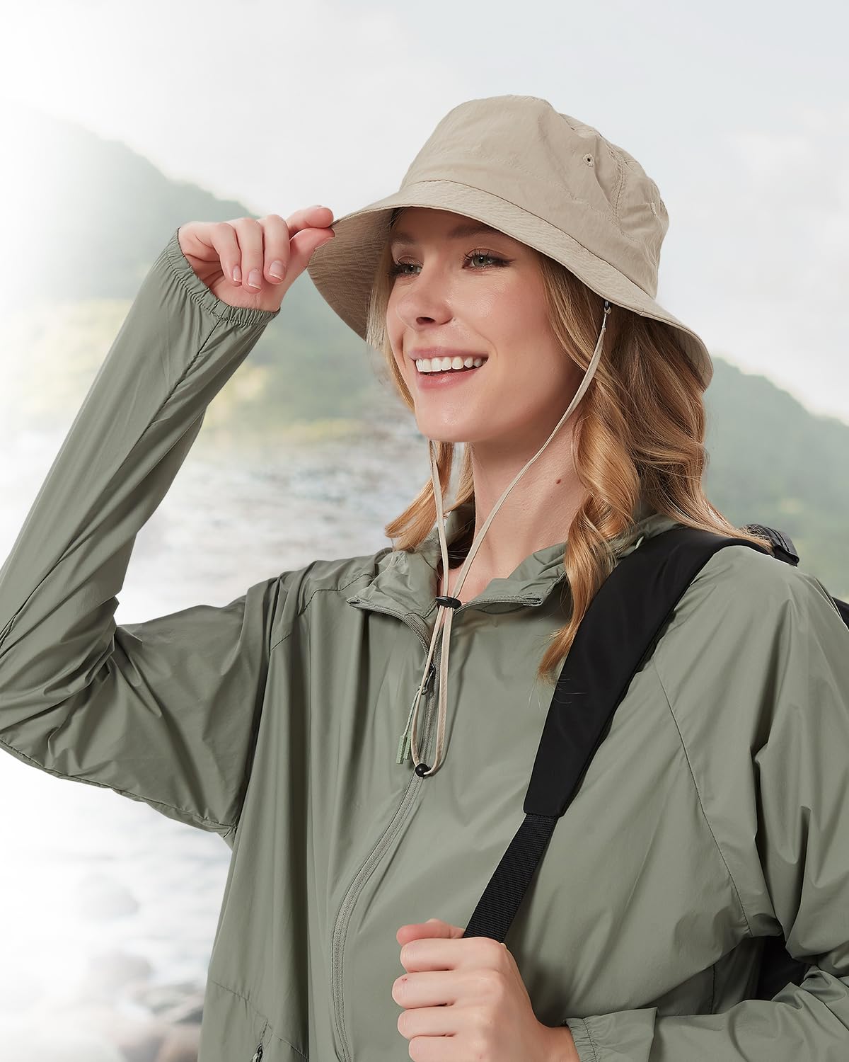 UPF 50+ protection motif on hat