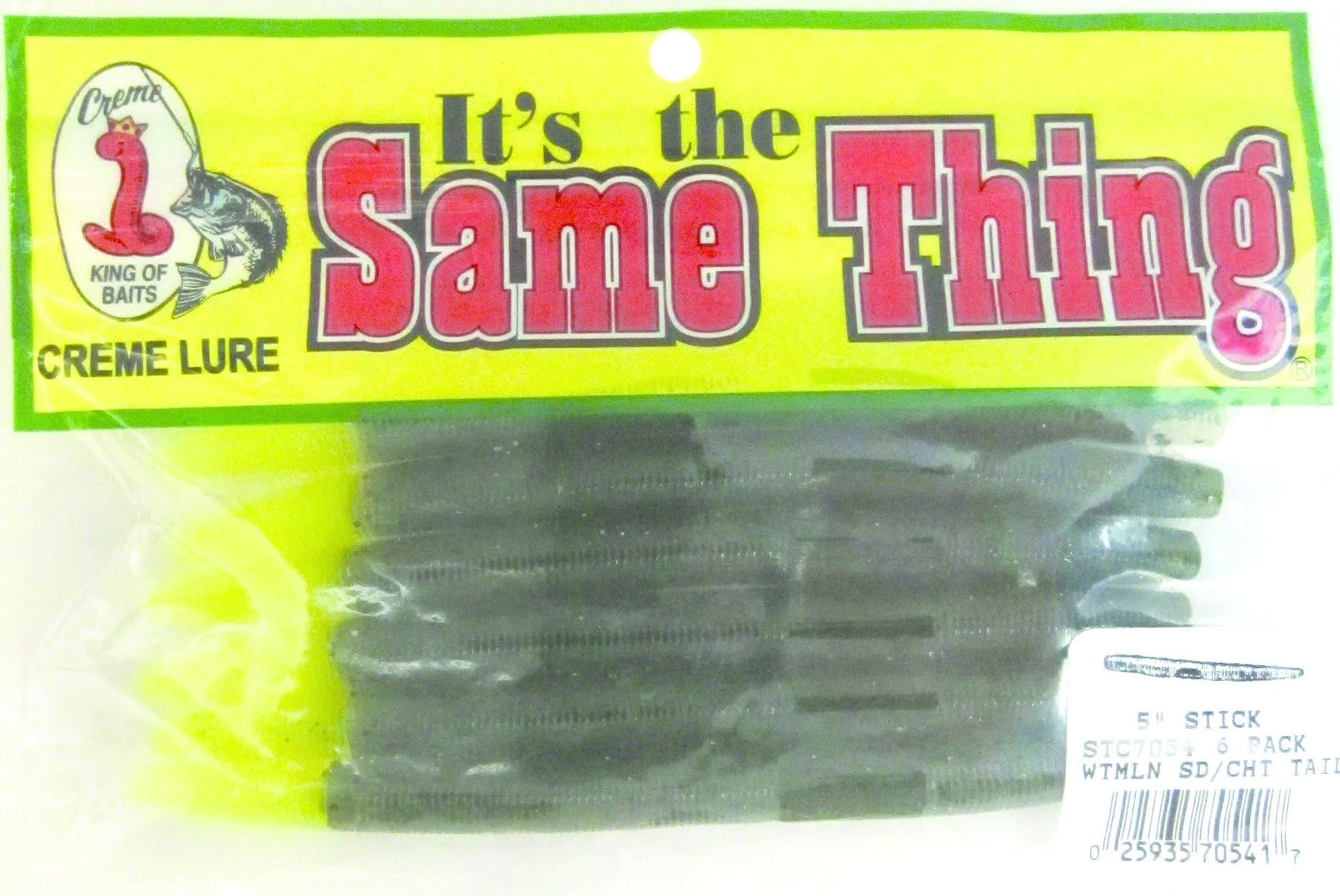 Creme STC7054 5-Inch Same Thing Stick with watermelon seed finish and chartreuse tail for enhanced lure action