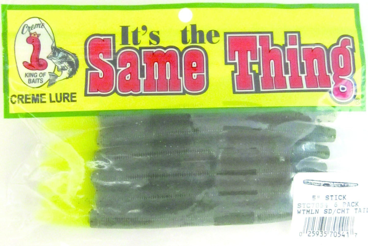 Creme STC7054 5-Inch Same Thing Stick with watermelon seed finish and chartreuse tail for enhanced lure action