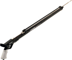 Cressi Comanche Rail 110 barrel detail highlighting anti-corrosion aluminum and guide rail for accuracy