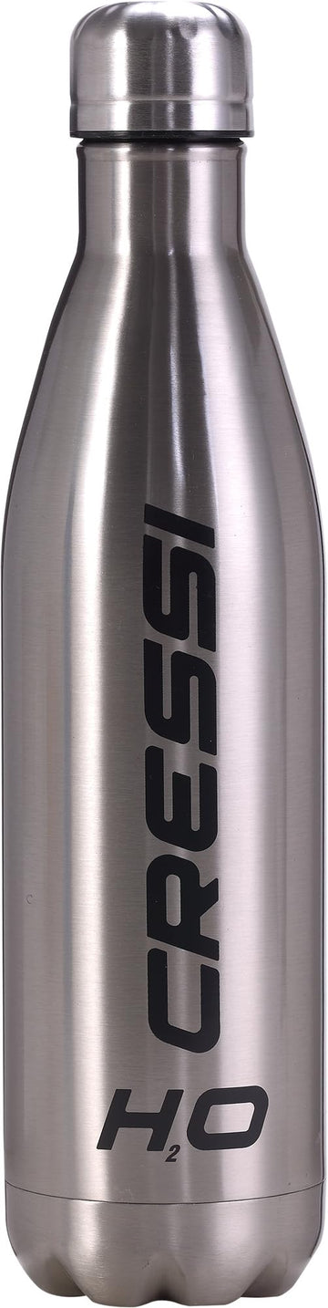 Cressi H2O double-wall bottle front view; fits most cup holders and maintains temperature.