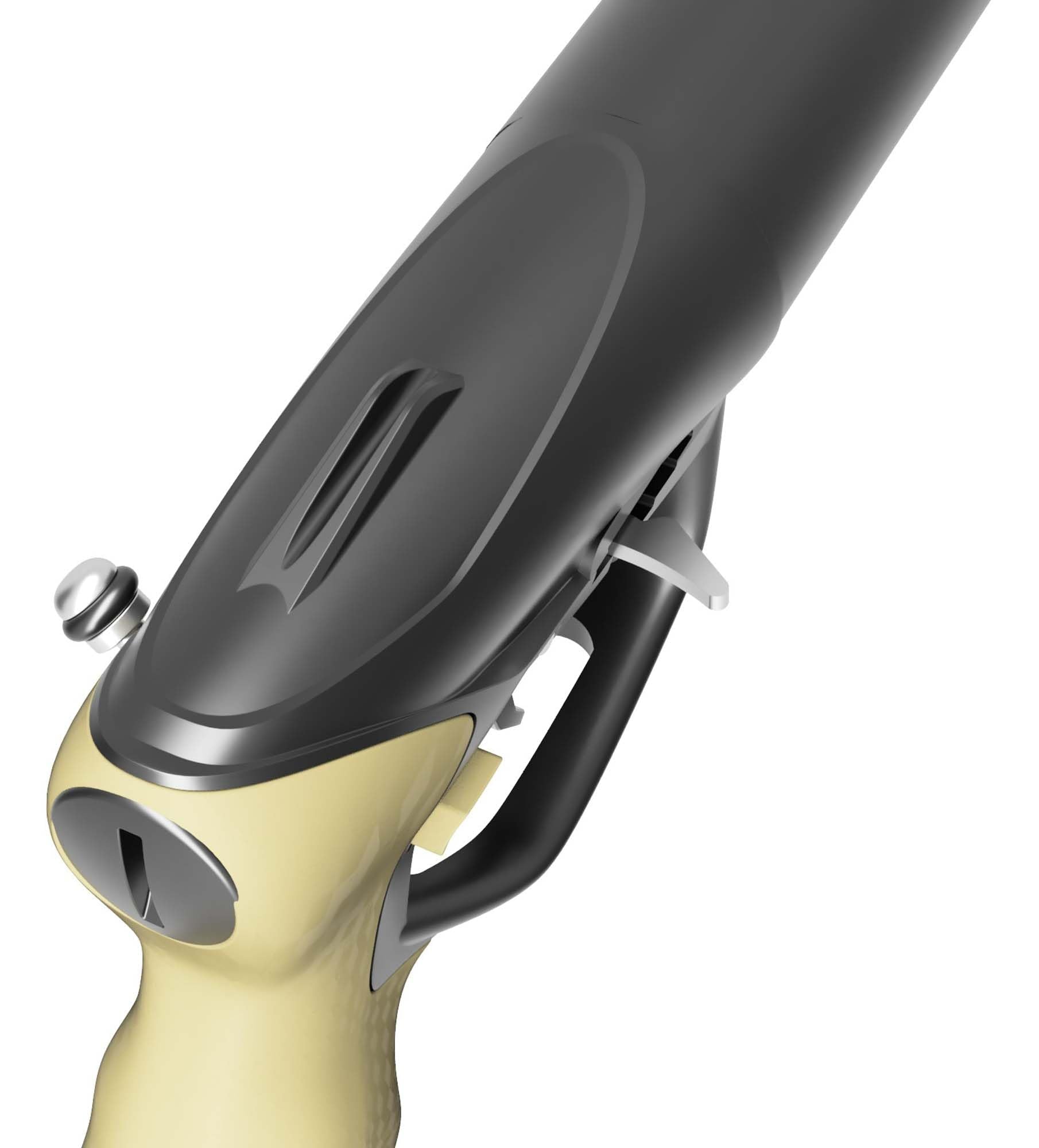 Cressi Mach speargun shows side rod release for smooth loading.
