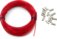 Cressi multifilament 2.0mm line with crimps in red for secure speargun setup.