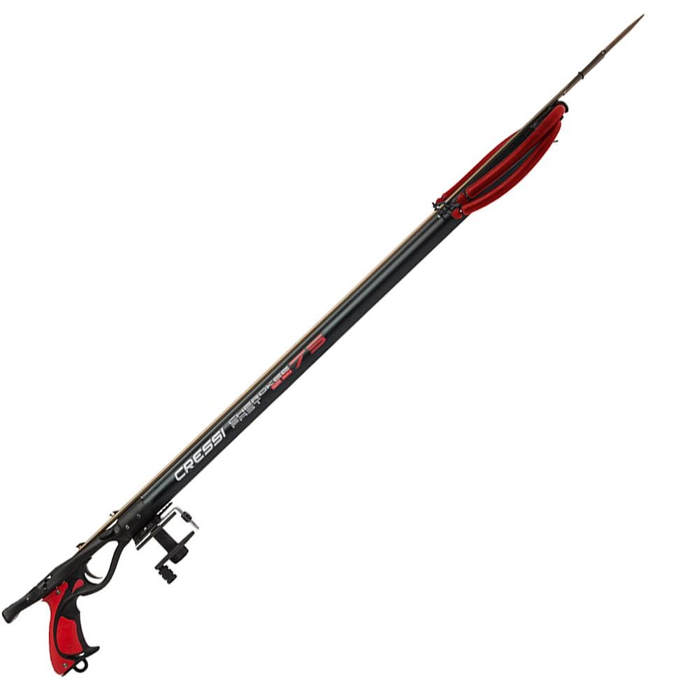 Close-up of adjustable ergonomic handle on Cherokee Fast speargun
