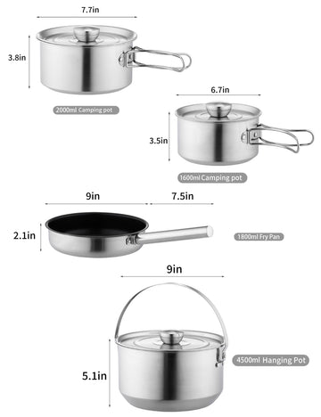 CretFine EssentialKit-open-fire-cooking layout illustrates campfire-ready stainless steel.