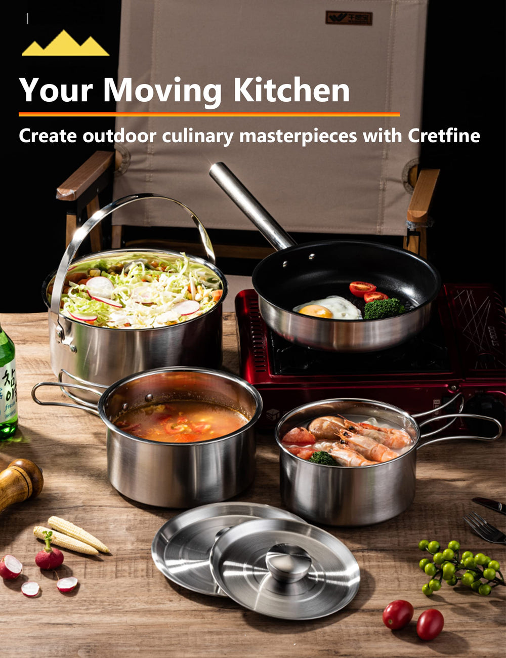 CretFine EssentialKit-portable-camping-kitchen captures versatile outdoor cooking on the go.