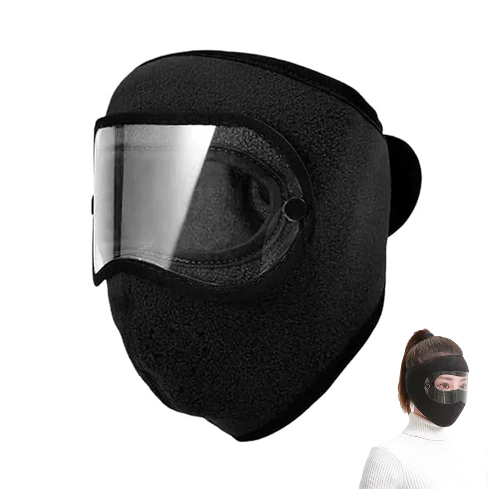 CREXEMI winter warm fleece mask with removable goggles on the slopes