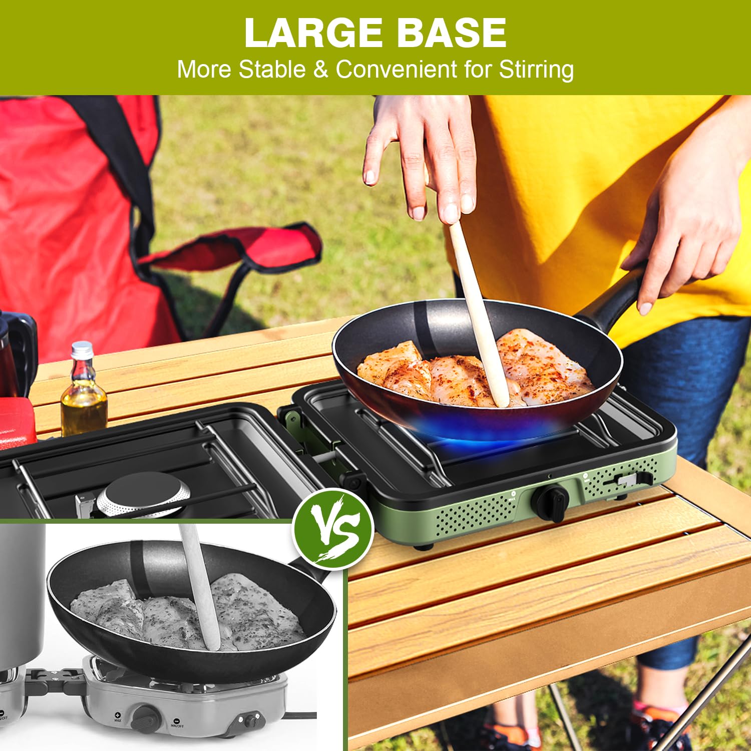Cricosner large 10-inch base supports bigger cookware and stable stirring.