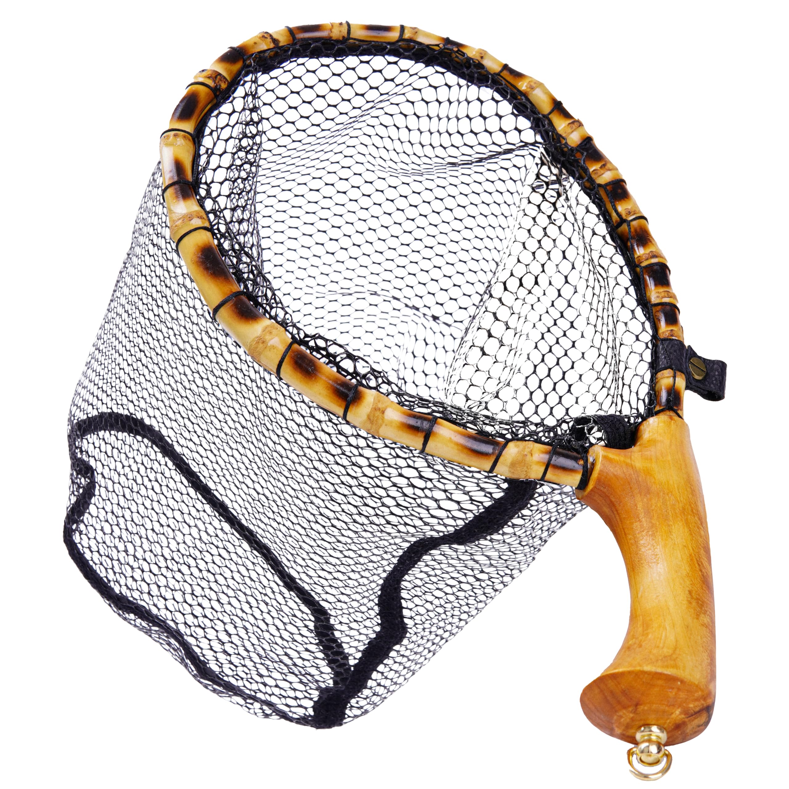 Crimson Lake landing net with natural wood handle