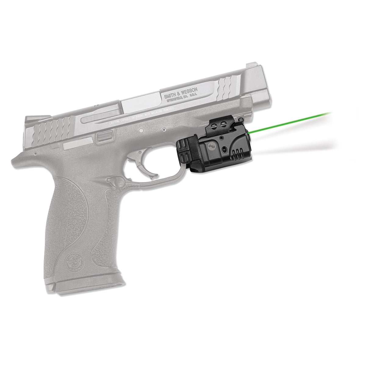 Crimson Trace CMR-204 on a rail with a green laser for fast targeting.