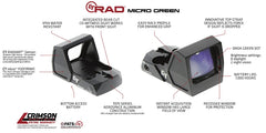 Crimson Trace CTC RAD Micro rugged aluminum body with IPX4 protection.