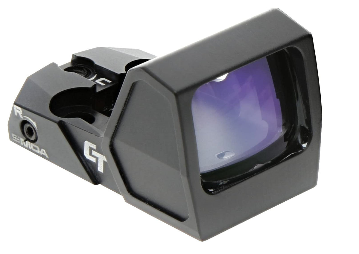 Crimson Trace CTC RAD Micro green dot on pistol slide for rapid target acquisition.