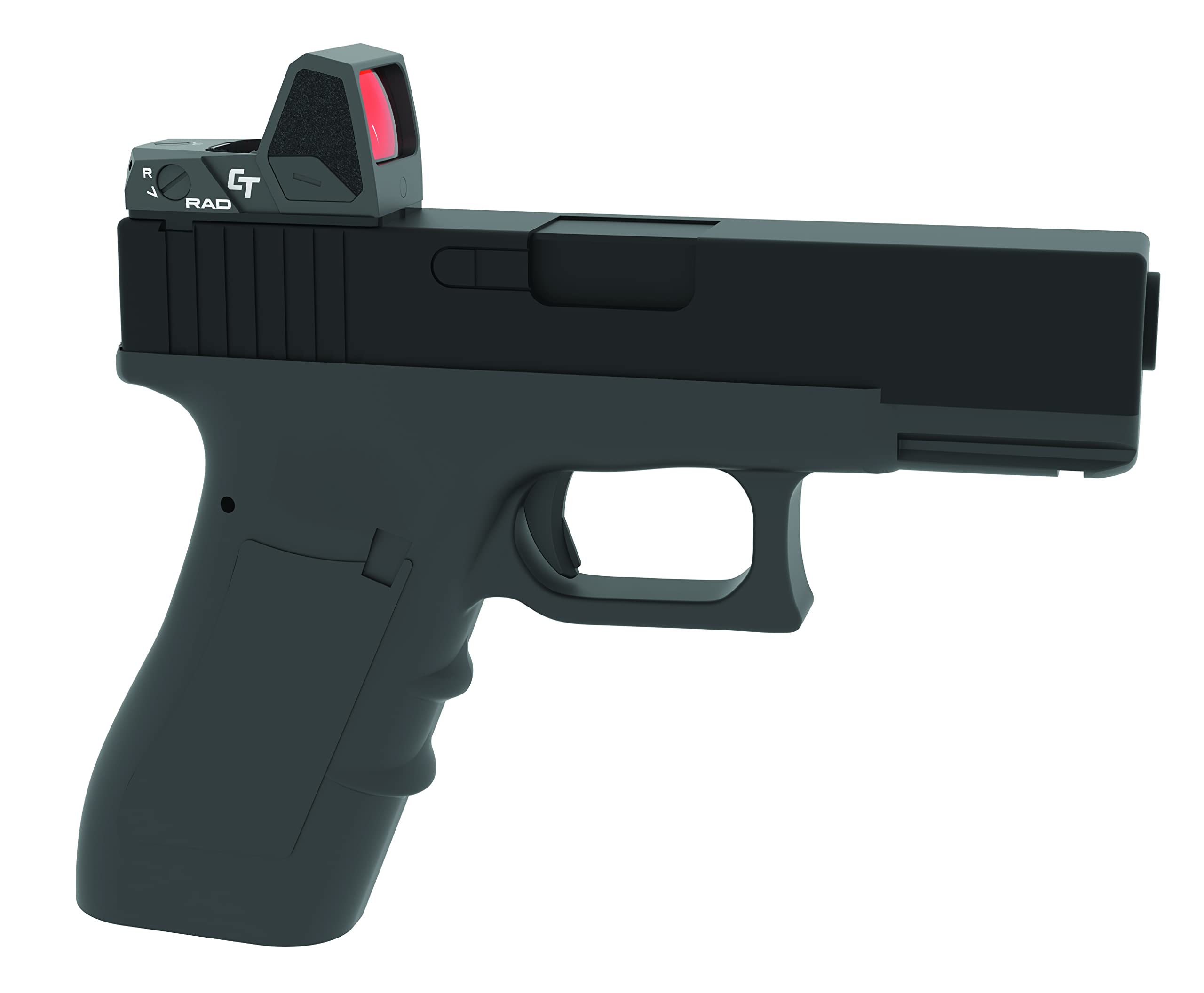 Crimson Trace CTC Red Dot Rear Sight GLK durability highlights rugged construction for field reliability.