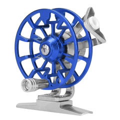 Crisis FD50 ice fishing wheel blue front view