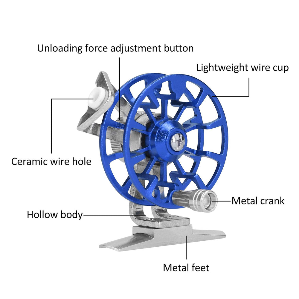 Crisis FD50 ice fishing wheel blue 2.1in reel and spool