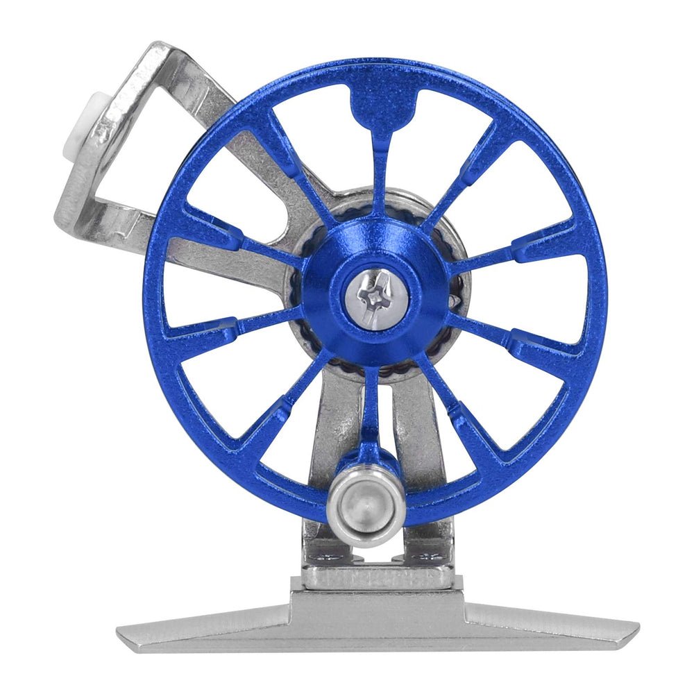 Crisis FD50 ice fishing wheel blue top view