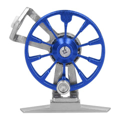 Crisis FD50 ice fishing wheel blue top view