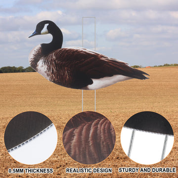 CroBlissful hollow-board goose decoys with metal brackets for outdoor durability.