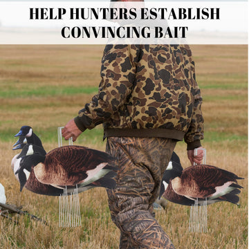 CroBlissful goose decoy in field setup highlights high visibility from a distance.