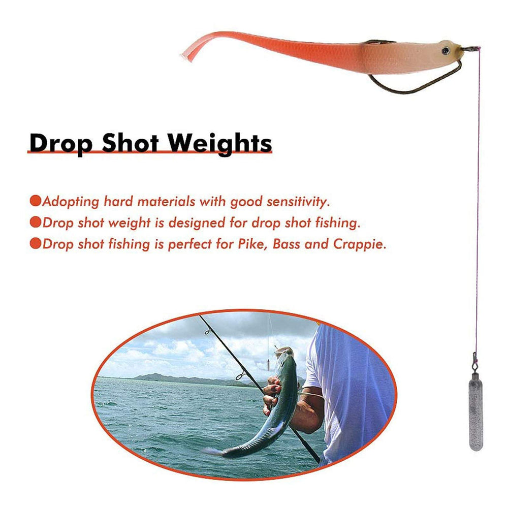 Drop shot weights preventing snagging with slim design