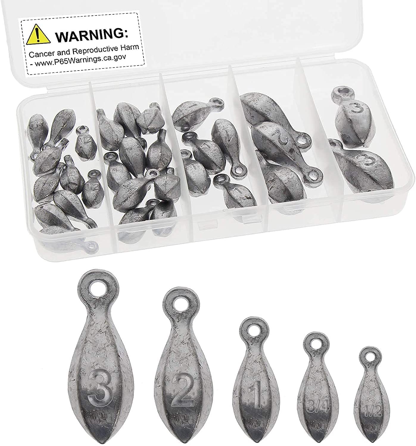 Croch 30pcs fishing sinker kit with plastic storage box
