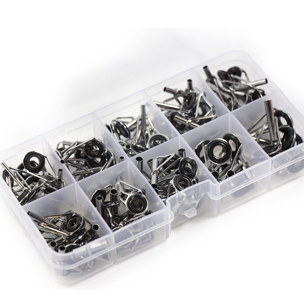Croch 90 Pcs Fishing Rod Tip Repair Kit stainless steel components in organizer box
