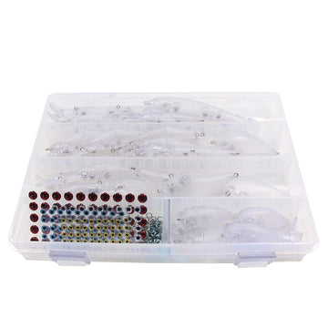 Unpainted crankbaits with tackle box and accessories