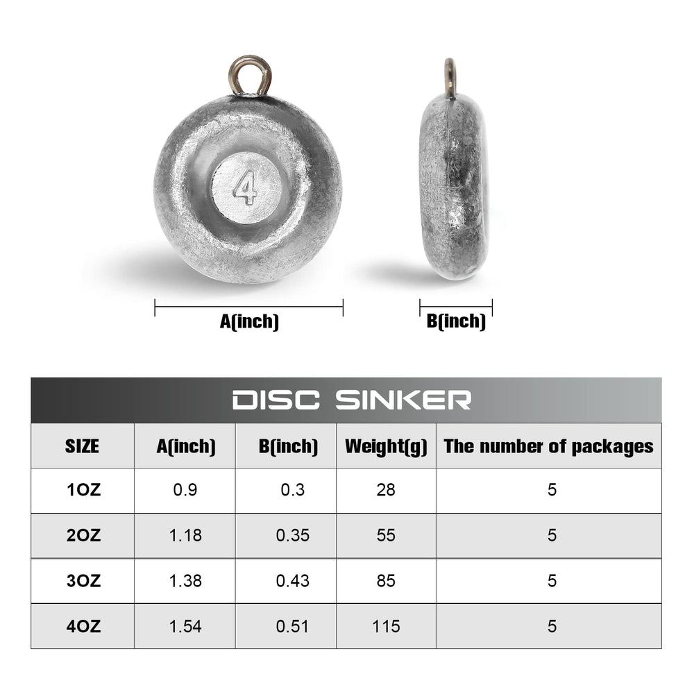 Croch Disc Sinkers 3oz for saltwater fishing