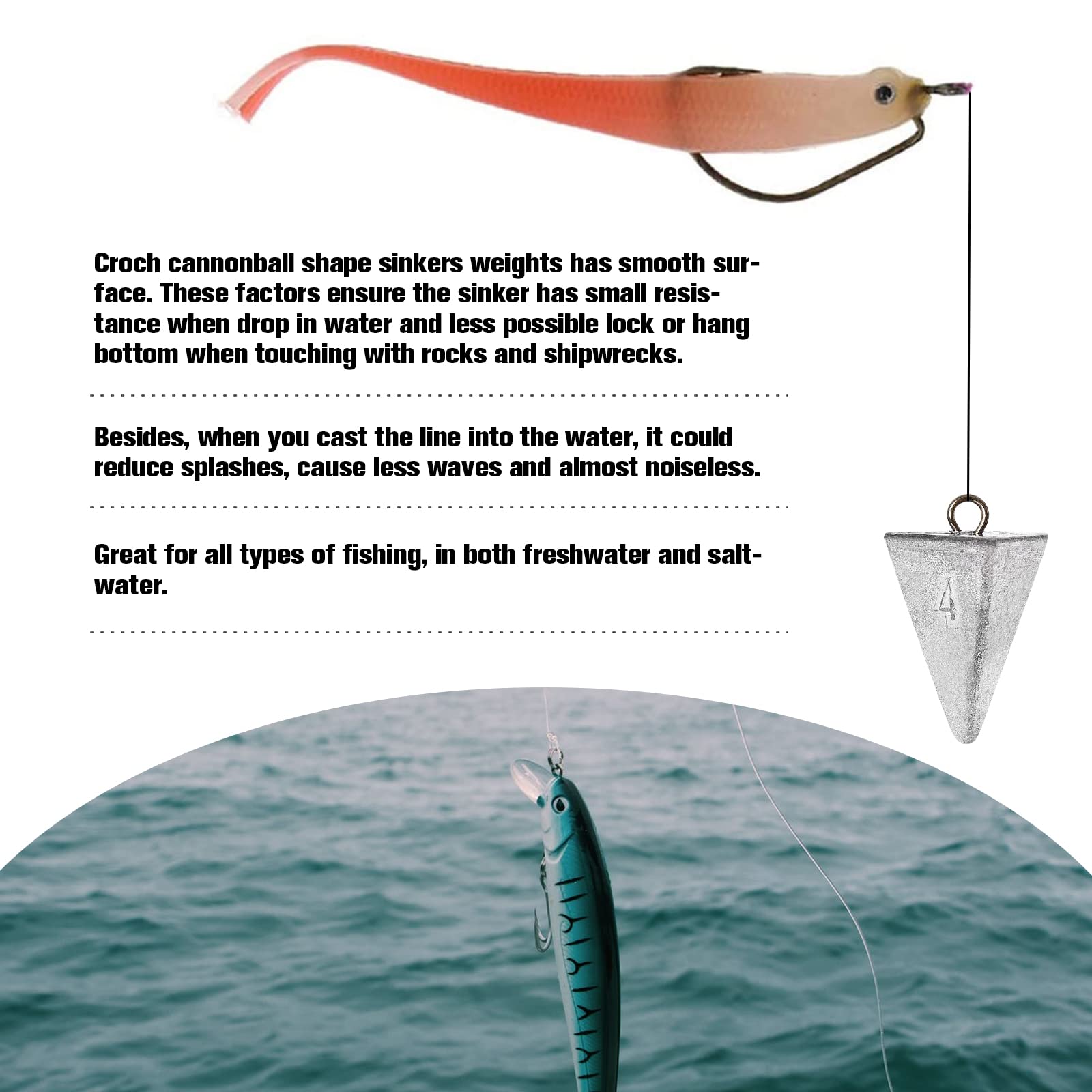 Croch Pyramid Sinker 4oz for saltwater fishing