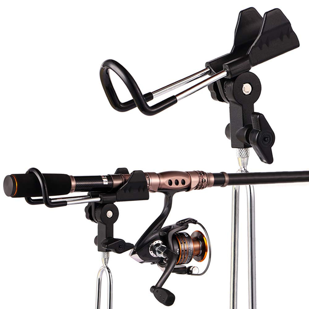 Croch bank fishing rod pole holder set of 2 installed in ground