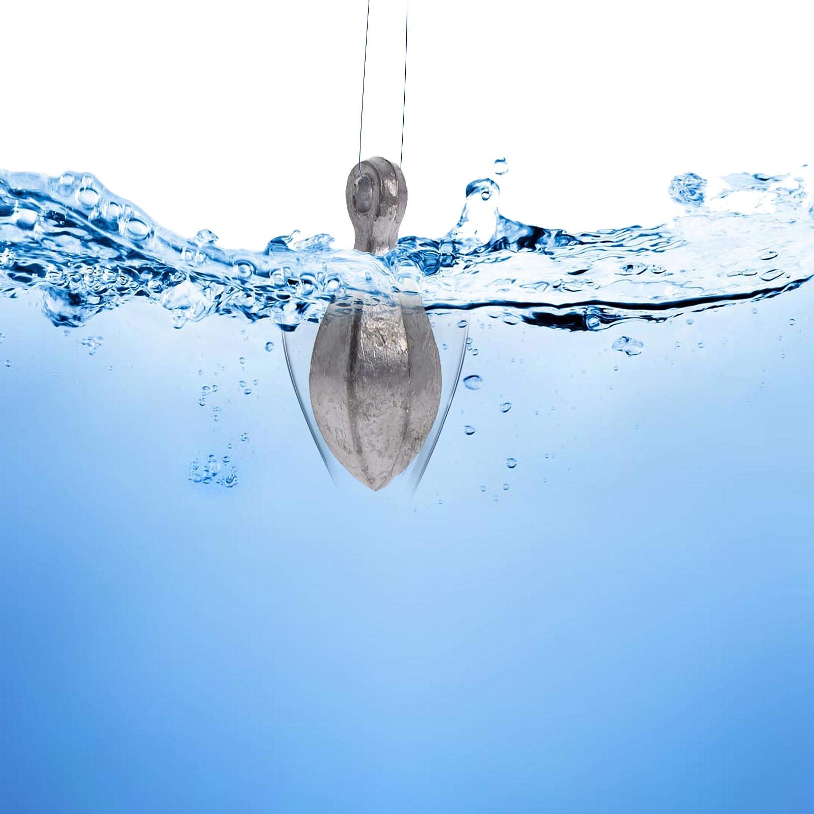 Usage: sinkers on fishing line ready to cast