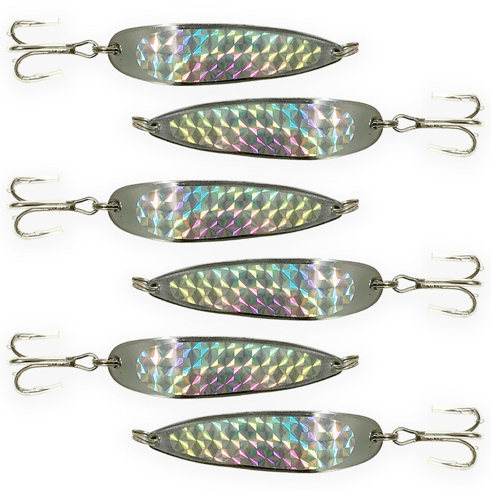 Close-up of Chrome-Plated Silver Prism Finish on Crocodile Spoon Lure