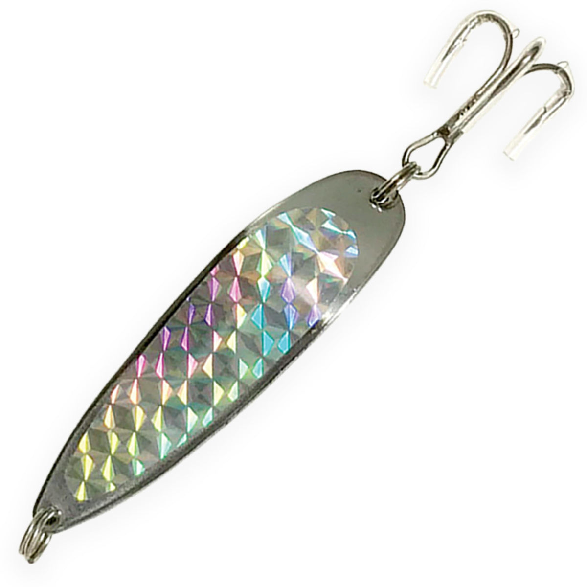 Pack of six Crocodile Spoons 1oz silver chrome fishing lures with treble hooks