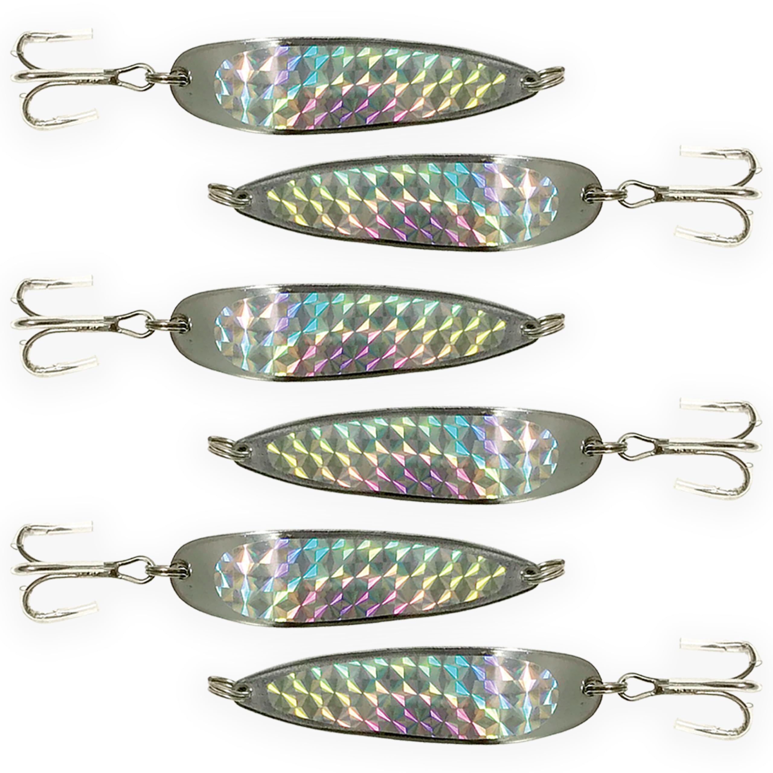Close-up of treble hooks on Crocodile Spoons lures