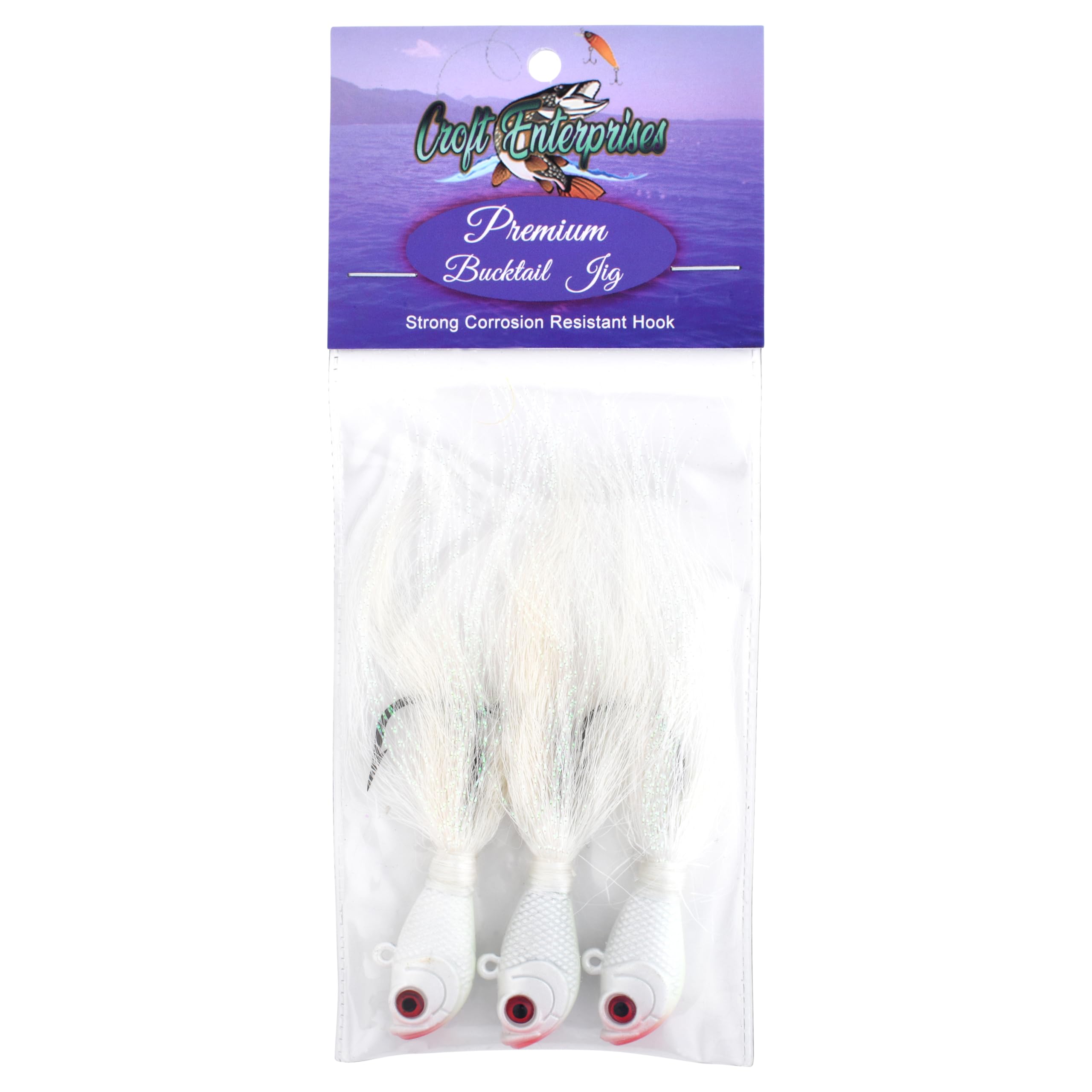 Bucktail Jig ideal for bass, walleye, and stripers