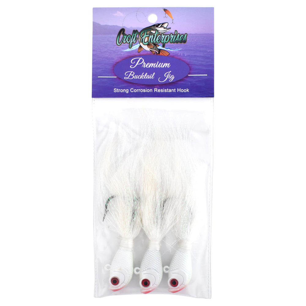 Bucktail Jig ideal for bass, walleye, and stripers