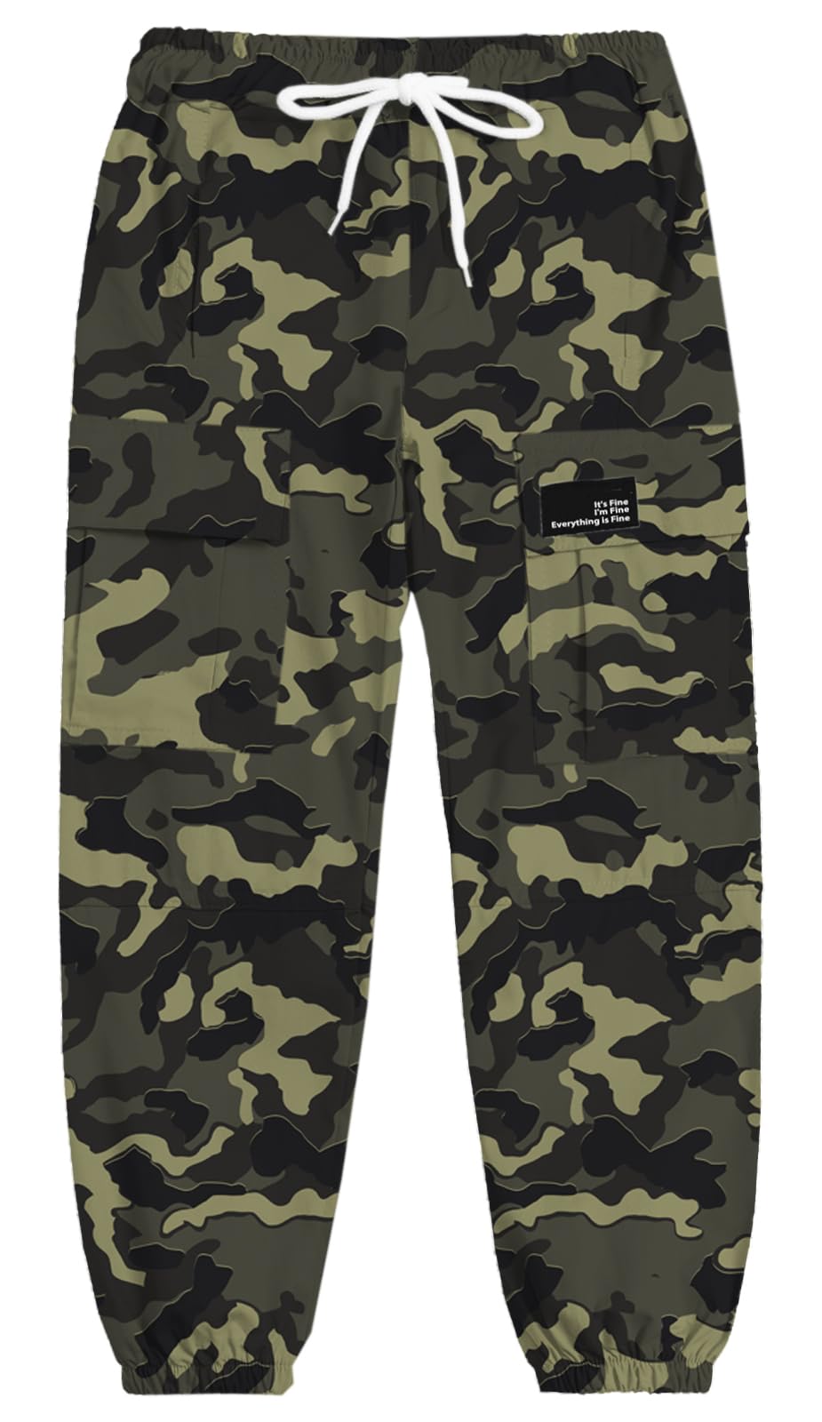 Cromoncent women's cargo pants army-green-camo elastic waist for all-day comfort.