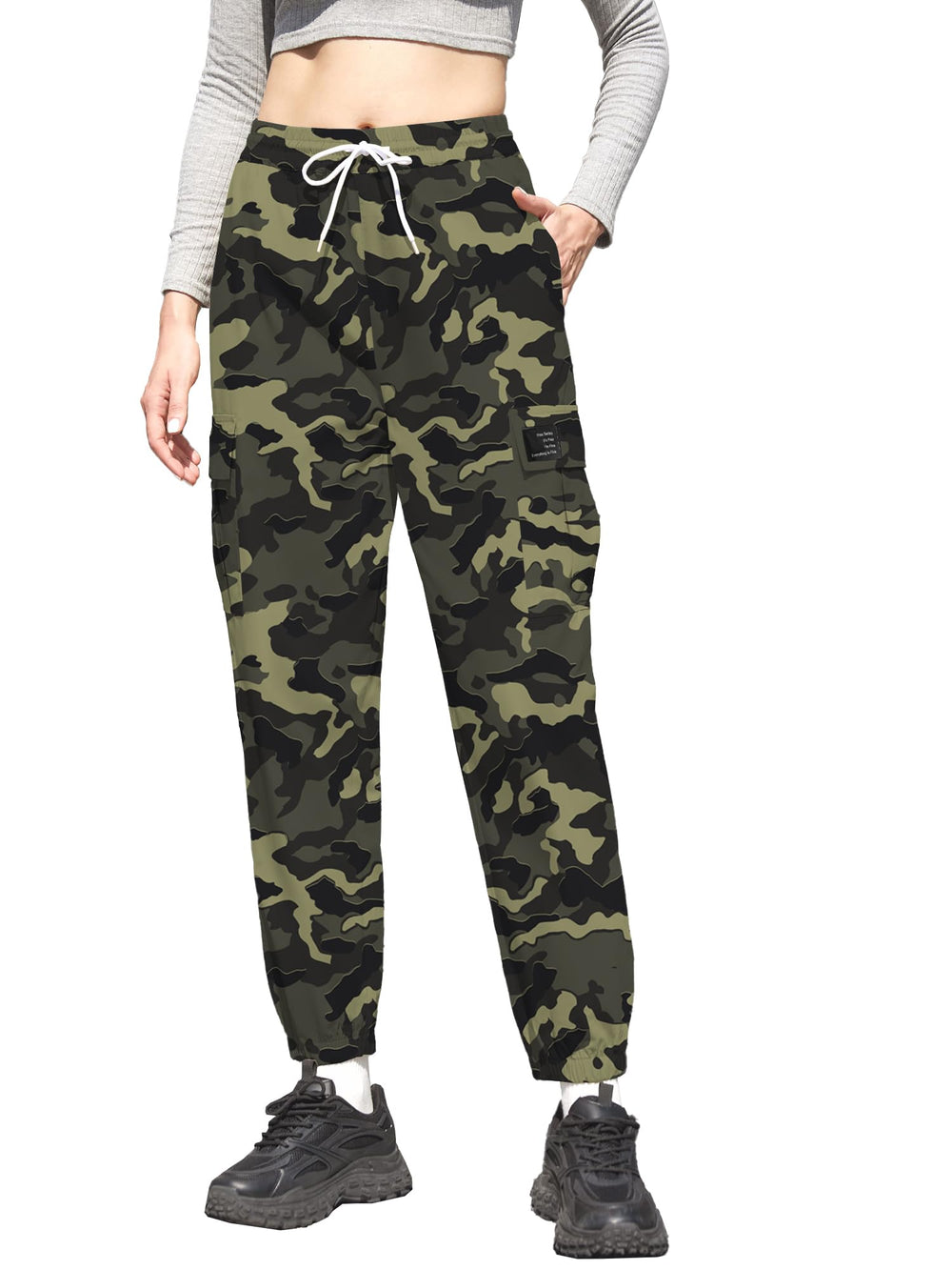 Cromoncent cargo pants with four utility pockets for secure storing keys and phone.