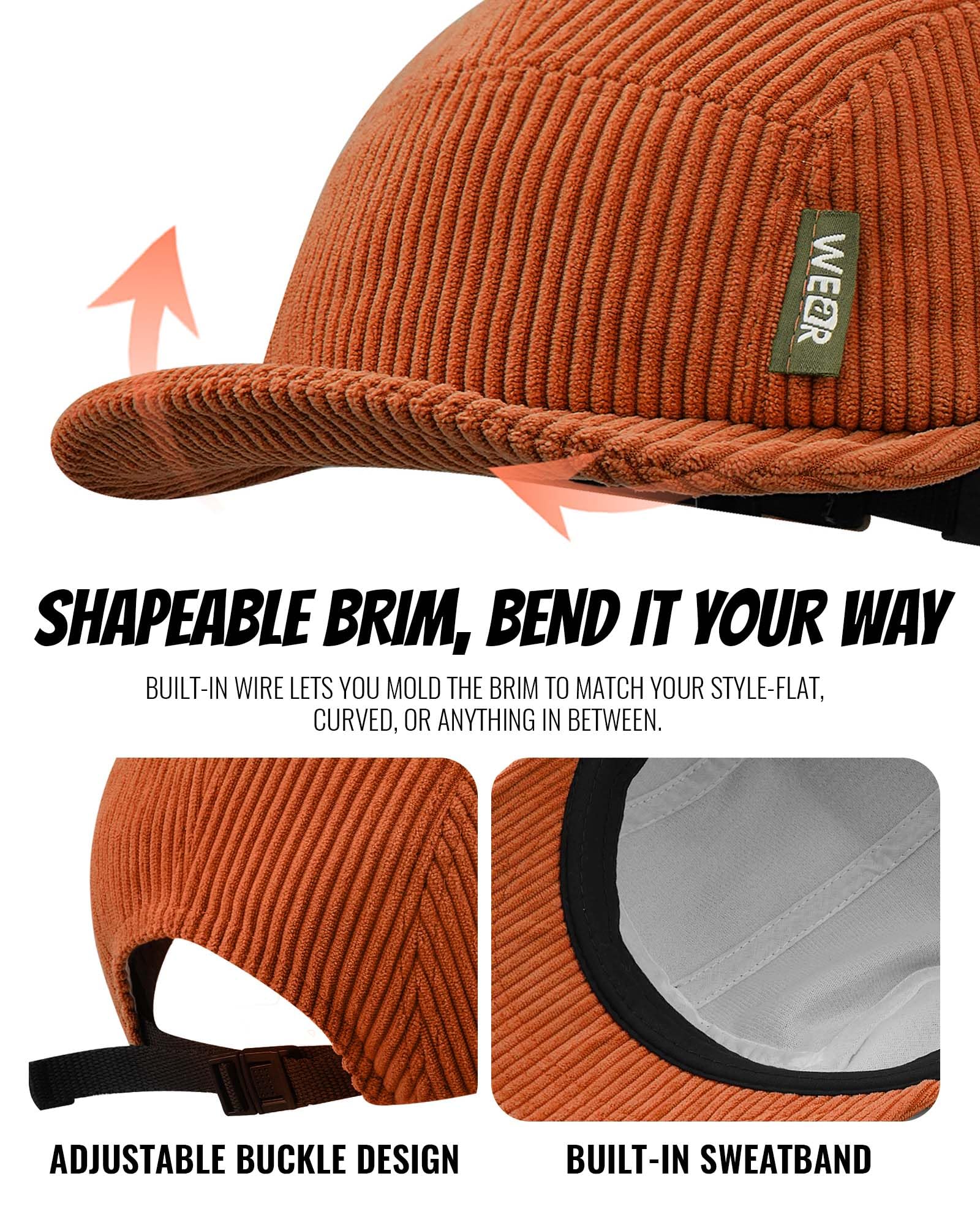 Croogo 5 Panel Hat brick red back view, classic silhouette for all seasons