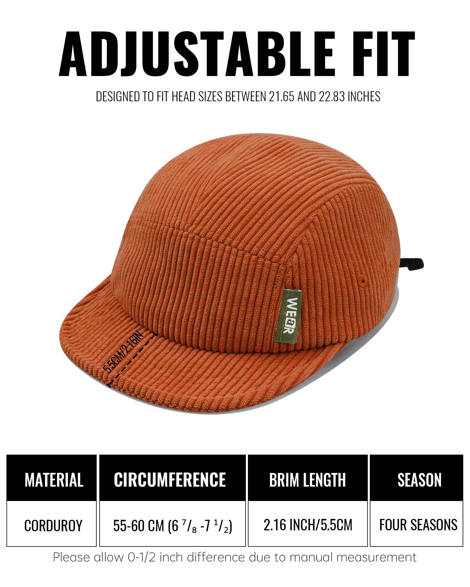 Croogo 5 Panel Hat brick red brim detail, shape-holding wire for easy styling