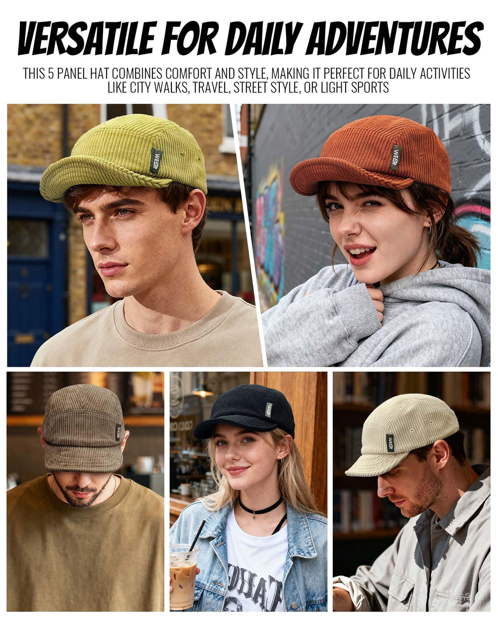 Croogo 5 Panel Hat brick red adjustable snapback, secure fit during outdoor use