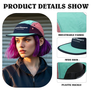 Packable cap design shown folded for easy transport