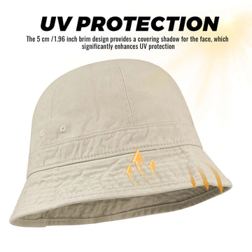 Ventilation eyelets on beige bucket hat