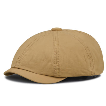 Croogo men's summer hat flat cap ivy newsboy khaki herringbone - front view