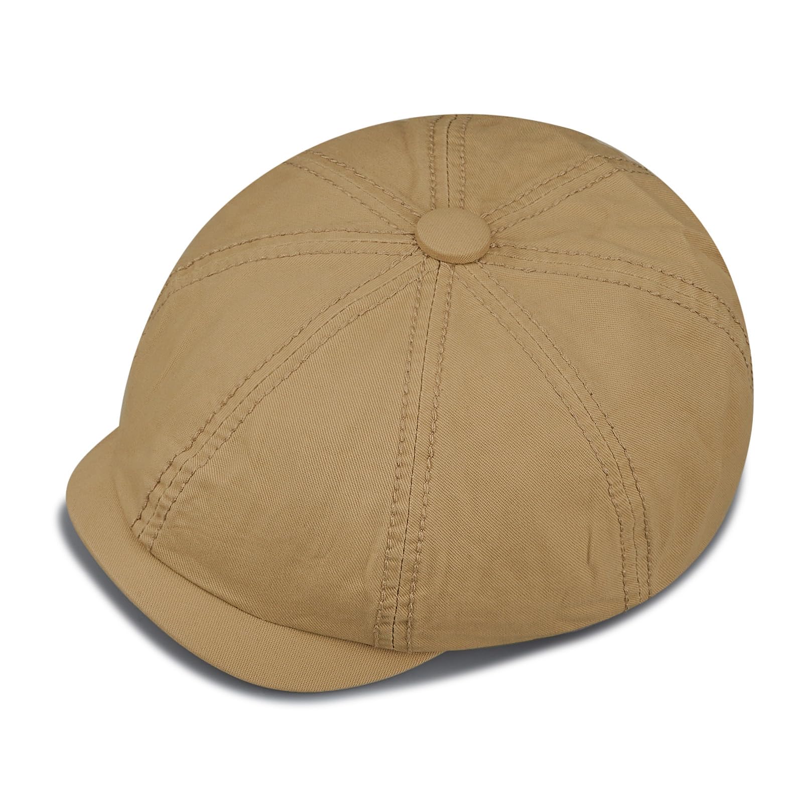 Eight-panel flat cap silhouette with button top