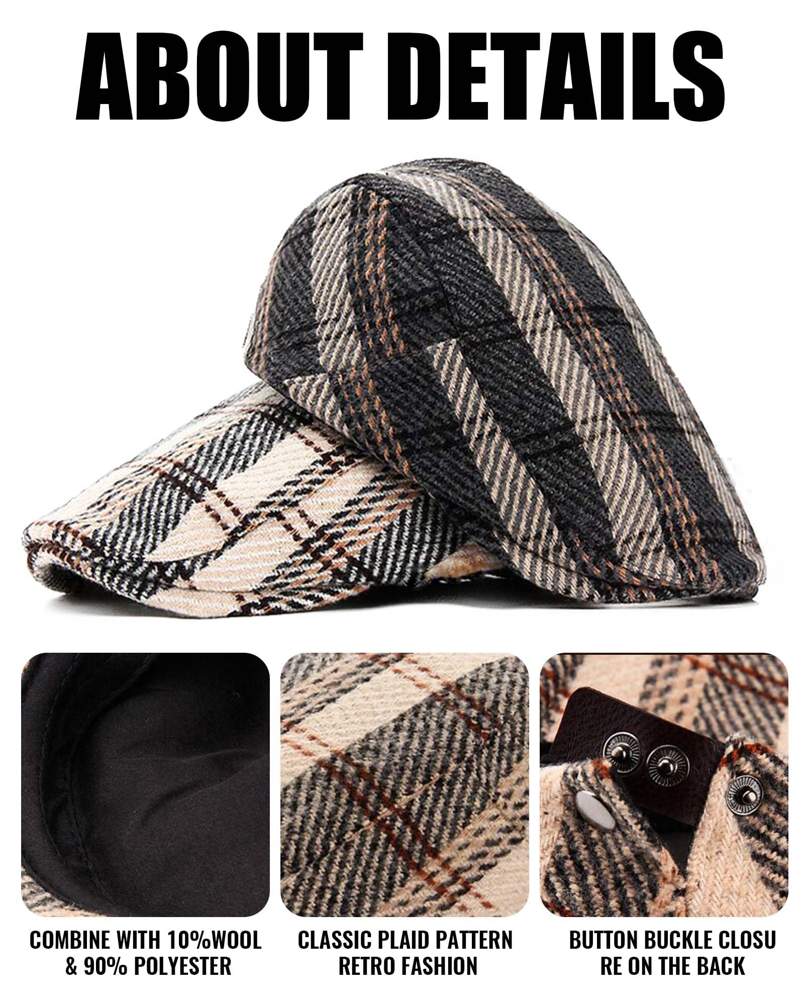 Back buckle and adjustable closure on the Croogo newsboy cap